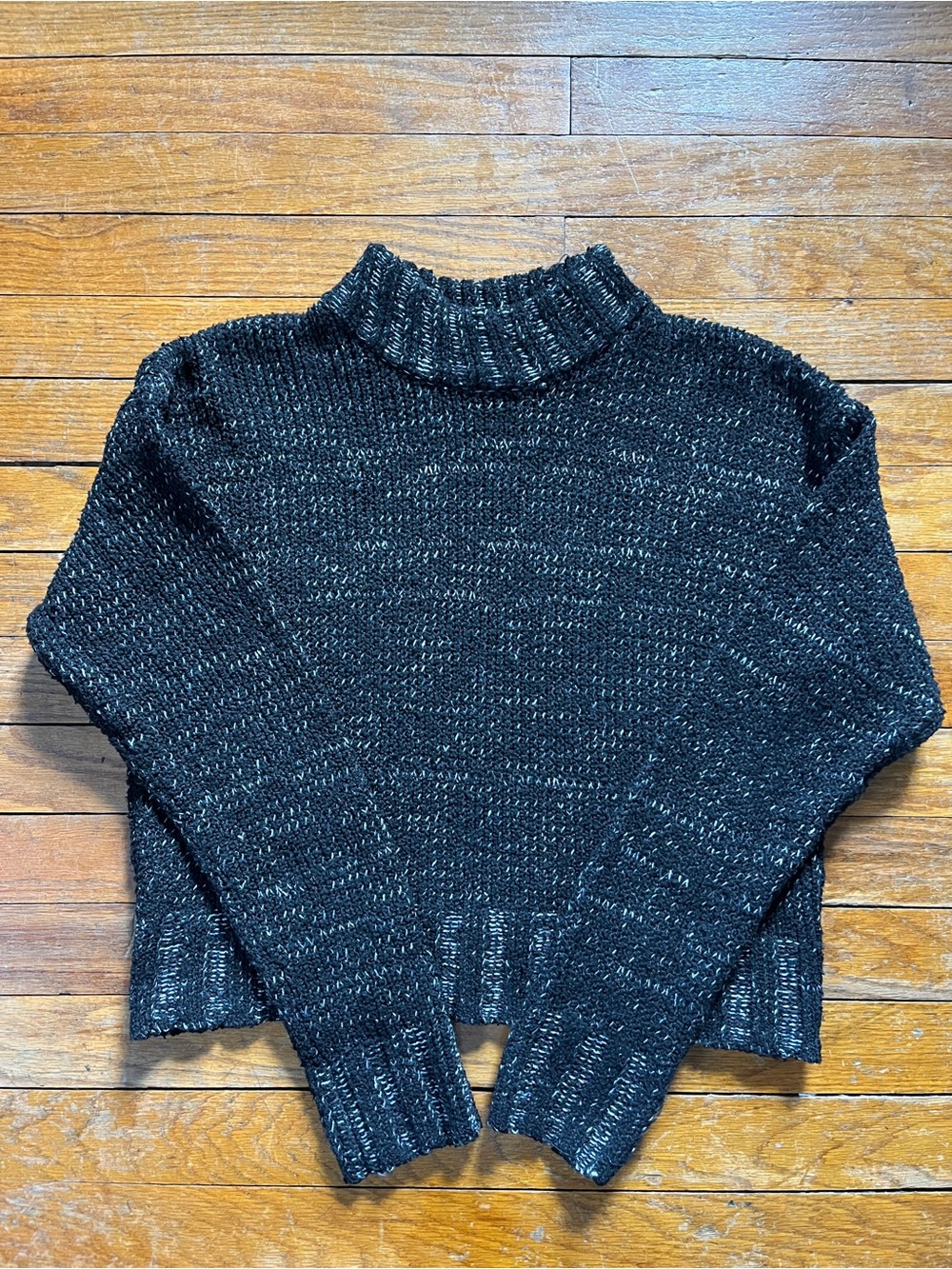 Cozy Black Mockneck Short Knit Sweater